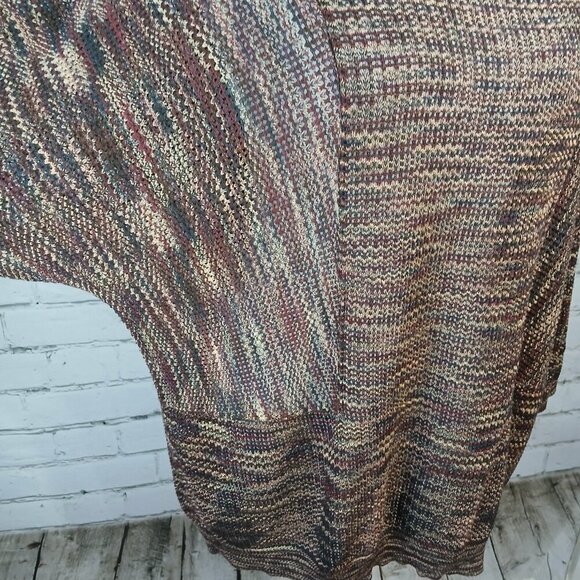 WOMENS MESH KNIT SWEATER, BROWN AND CREAM, OVERSIZED, SQUARE NECK, SIZE L - Picture 11 of 15